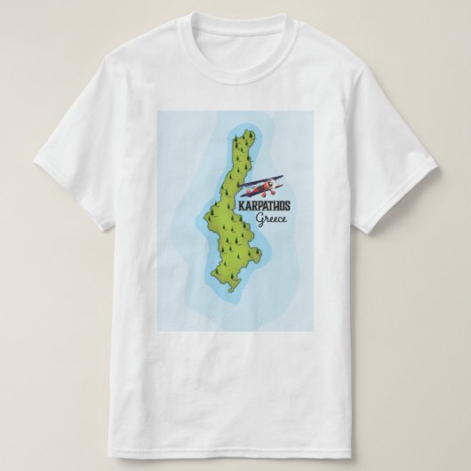Karpathos Griechisch Map Illustriertes Reiseplakat T-Shirt (Design vorne)