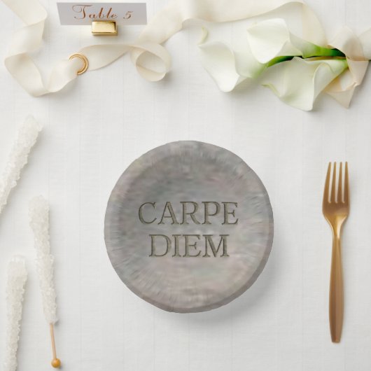 Karpe Diem Stone Papierschüsseln Pappteller (Hochzeit)