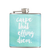 Karpfen, dass Diem Zitat Aqua Wasserfarbe Flachmann (Vorderseite)