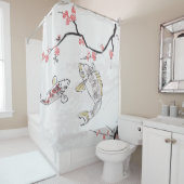 Karpfen Koi Fisch Naturlandschaft Sketch-Illustrat Duschvorhang (Beispiel)