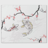 Karpfen Koi Fisch Naturlandschaft Sketch-Illustrat Geschenkpapier (Flach)