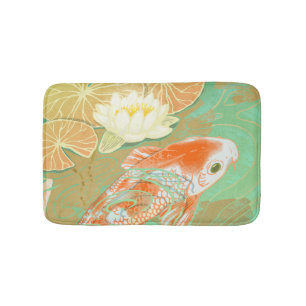 Karpfen Koi Fisch-Wasser-Lilien-Teich-Bad-Matte Badematte