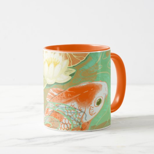 Karpfen Koi Fisch-Wasser-Lilien-Teich-kombinierte Tasse (VorderseiteRechts)