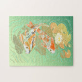 Karpfen Koi Fisch-Wasser-Lilien-Teich-Puzzlespiel Puzzle (Horizontal)