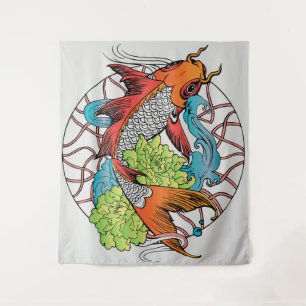Karpfen Mandala Wandteppich