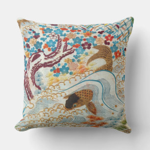Karpfen und fließendes Wasser, japanisches Design Kissen