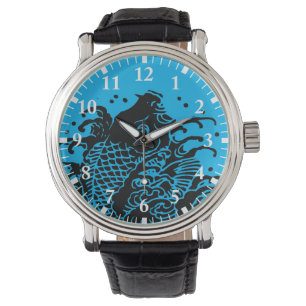 Karpfen und Wasseruhren Armbanduhr