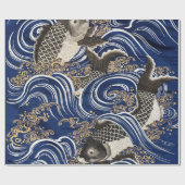 Karpfen und Waves Papier im japanischen Stil Geschenkpapier (Flach)