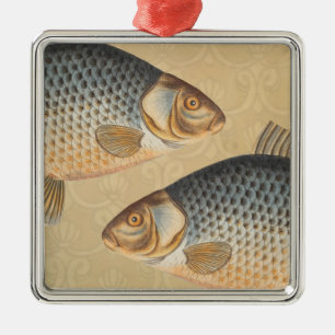 Karpfenfisch Malerei Süßwasser Zeichnung Silbernes Ornament