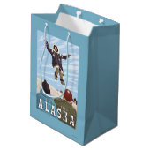 Karren, Alaska-Decken-Wurf-Vintage Reise Mittlere Geschenktüte (Rückseite Schrägansicht)