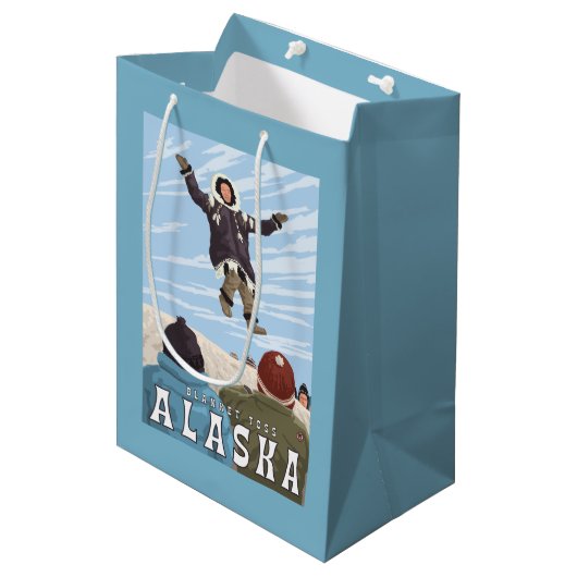 Karren, Alaska-Decken-Wurf-Vintage Reise Mittlere Geschenktüte (Vorderseite Schrägansicht)