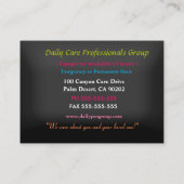 Karriere Hübsch Pink Blume Glücklich Beruflich Visitenkarte (Rückseite)