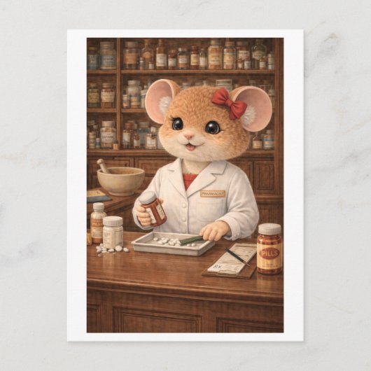 Karriere Maus als Apotheker Postkarte (Vorderseite)