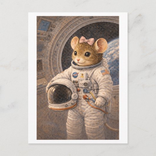 Karriere-Maus als Astronaut Postkarte (Vorderseite)