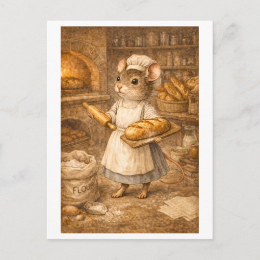 Karriere-Maus als Bäcker Postkarte (Vorderseite)