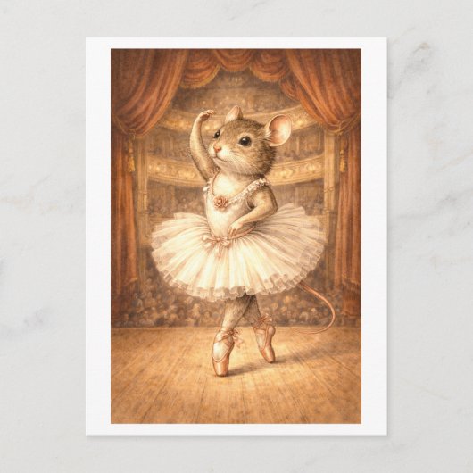 Karriere Maus als Ballerina Postkarte (Vorderseite)