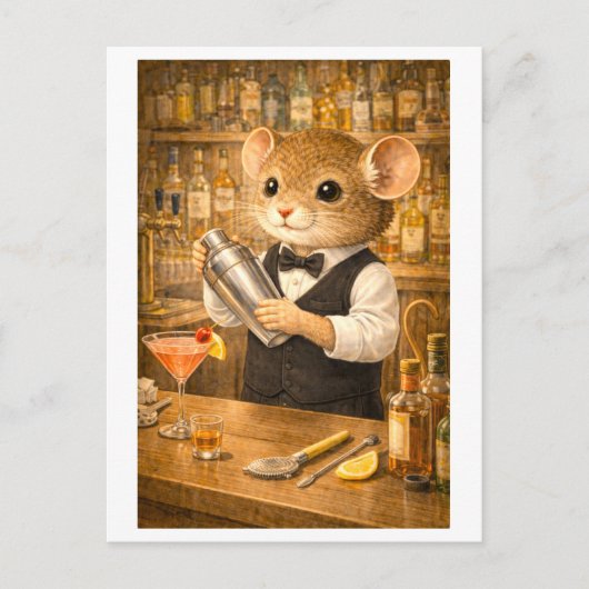 Karriere-Maus als Barkeeper Postkarte (Vorderseite)