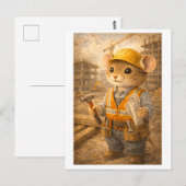 Karriere-Maus als Bauarbeiter Postkarte (Vorne/Hinten)