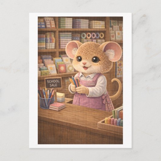Karriere Maus als Besitzer eines Schreibwarengesch Postkarte (Vorderseite)