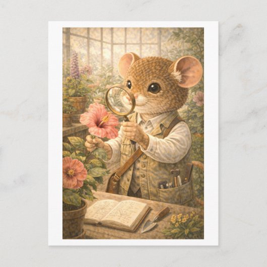 Karriere Maus als Botaniker Postkarte (Vorderseite)