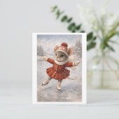 Karriere-Maus als Eisläufer Postkarte (Stehend Vorderseite)