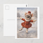 Karriere-Maus als Eisläufer Postkarte (Vorne/Hinten)