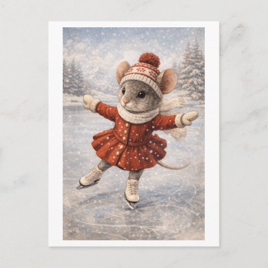 Karriere-Maus als Eisläufer Postkarte (Vorderseite)