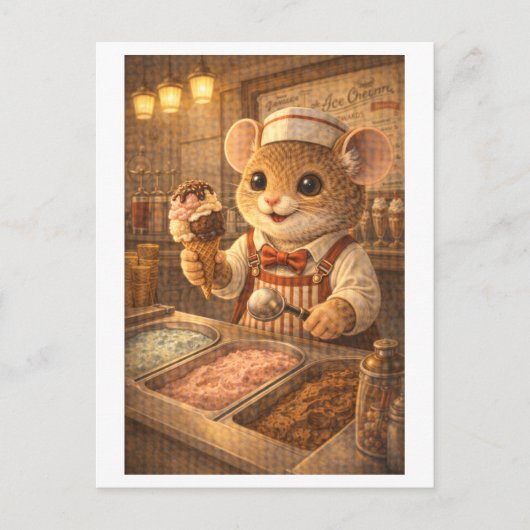 Karriere Maus als Eisverkäufer Postkarte (Vorderseite)