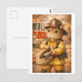 Karriere-Maus als Feuerwehrmann Postkarte (Vorne/Hinten)