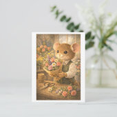 Karriere Maus als Florist Postkarte (Stehend Vorderseite)