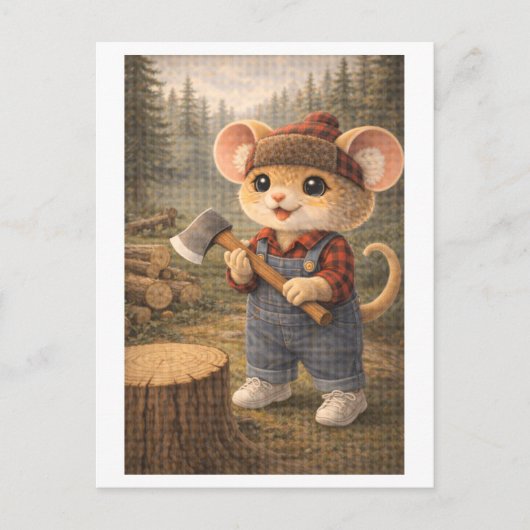 Karriere-Maus als Holzfäller Postkarte (Vorderseite)