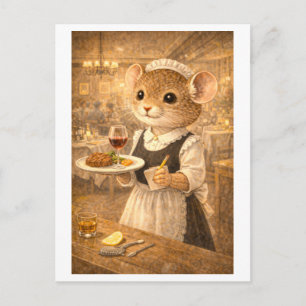 Karriere Maus als Kellnerin Postkarte