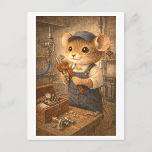 Karriere-Maus als Klempner Postkarte