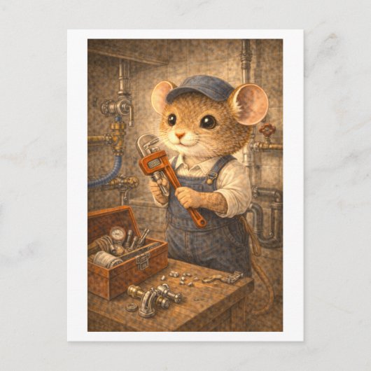 Karriere-Maus als Klempner Postkarte (Vorderseite)