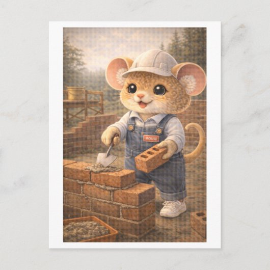 Karriere Maus als Maurer Postkarte (Vorderseite)