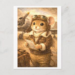 Karriere Maus als Pilot Postkarte