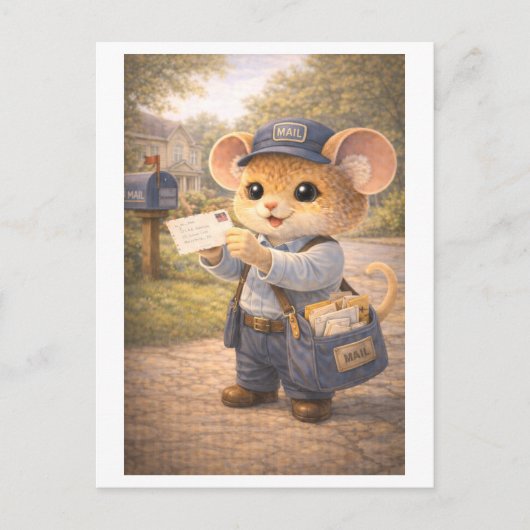 Karriere-Maus als Postbote Postkarte (Vorderseite)
