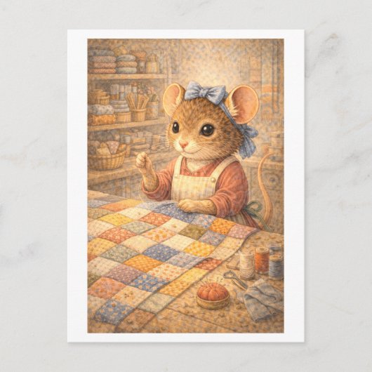 Karriere-Maus als Quilterin Postkarte (Vorderseite)