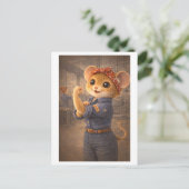 Karriere-Maus als Rosie the Riveter Postkarte (Stehend Vorderseite)
