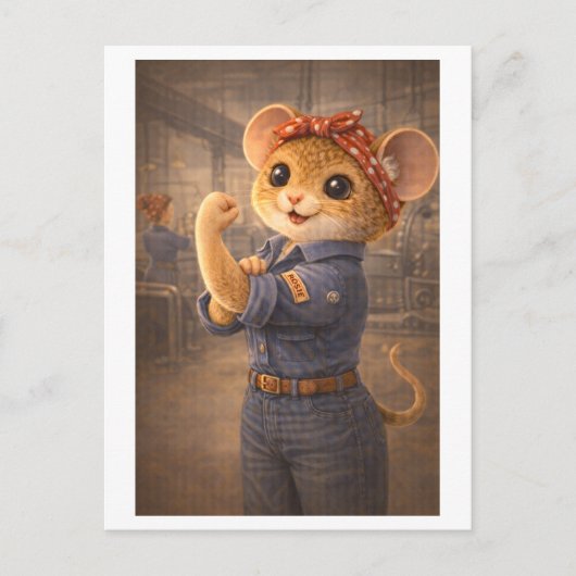 Karriere-Maus als Rosie the Riveter Postkarte (Vorderseite)