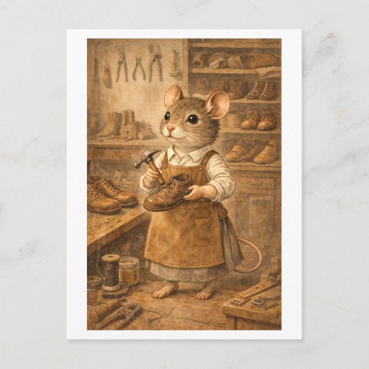 Karriere Maus als Schuhmacher Postkarte (Vorderseite)