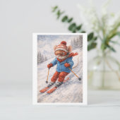 Karriere Maus als Skifahrer Postkarte (Stehend Vorderseite)