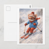 Karriere Maus als Skifahrer Postkarte (Vorne/Hinten)