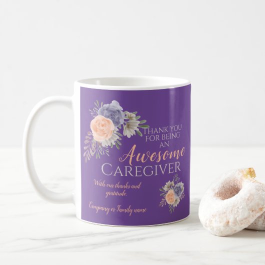 Karriere Vielen Dank Dankeschön Floral Lila Kaffeetasse (Mit Donut)