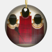 Karriertes Portrait der Masai-Familie Keramikornament (Vorne)