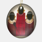 Karriertes Portrait der Masai-Familie Keramikornament (Links)