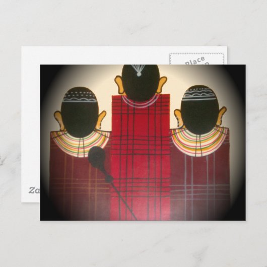 Karriertes Portrait der Masai-Familie Postkarte (Vorne/Hinten)