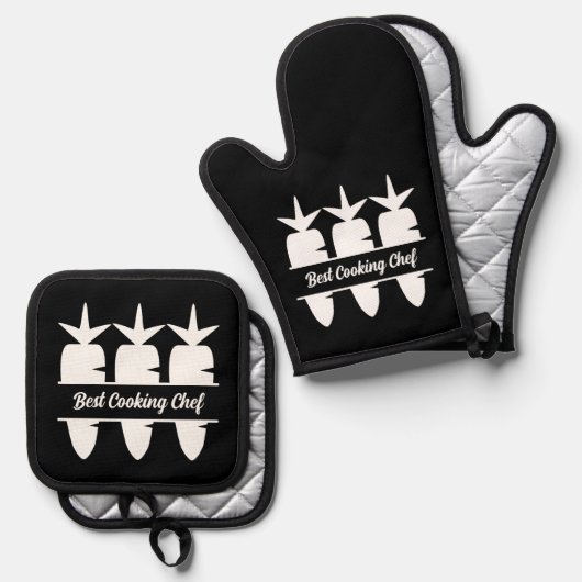 Karrots Monogram Ofenhandschuh & Topflappen-Set (Vorderseite/Rückseite)