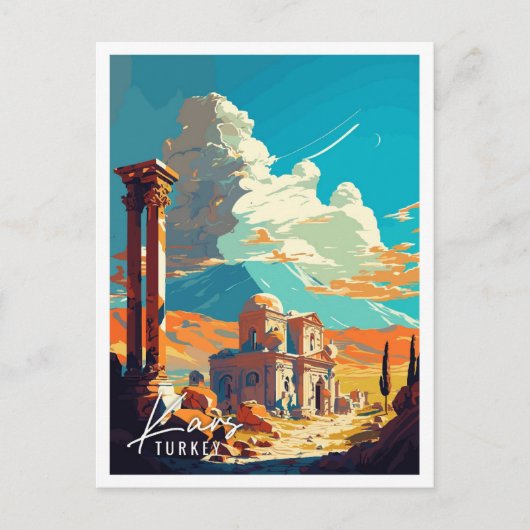 Kars Turkey Vintage Reise Illustration Postkarte (Vorderseite)