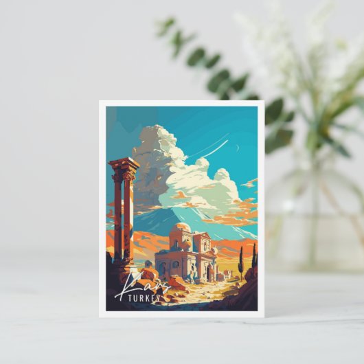 Kars Turkey Vintage Reise Illustration Postkarte (Stehend Vorderseite)